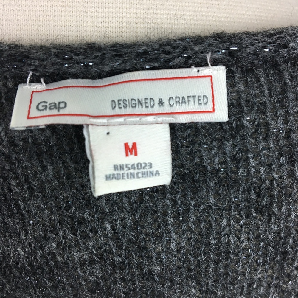 Gap Gray Sparkle Wool Blend Pullover Sweater M - image 8